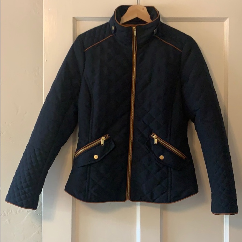 Dark Navy & Brown Puffer Jacket